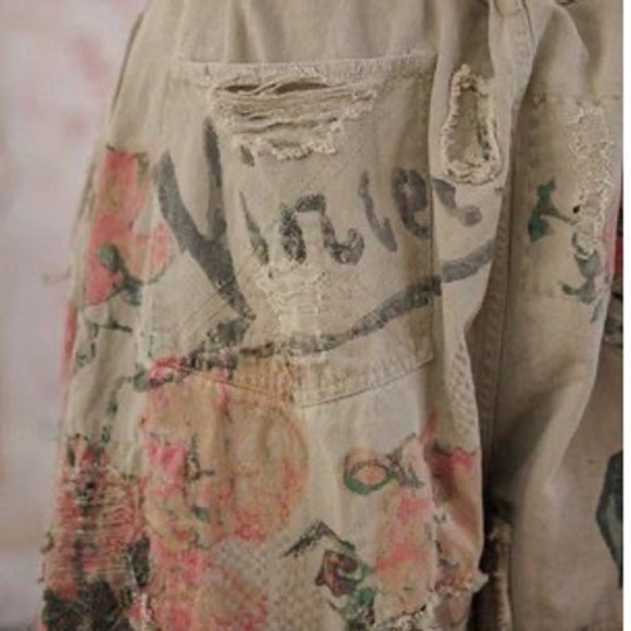 Magnolia Pearl Light Denim Cropped Jeans w/ Pink Flowers & Wide Leg NWT Van Gogh - Picture 8 of 10